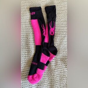 Spyder Black and Hot Pink Performance Ski Socks